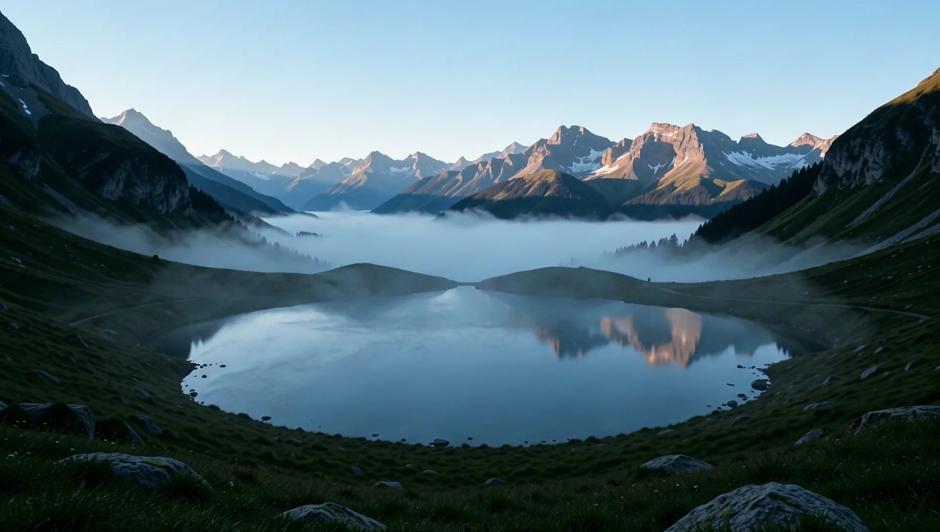 Schweizer Alpen im Morgengrauen